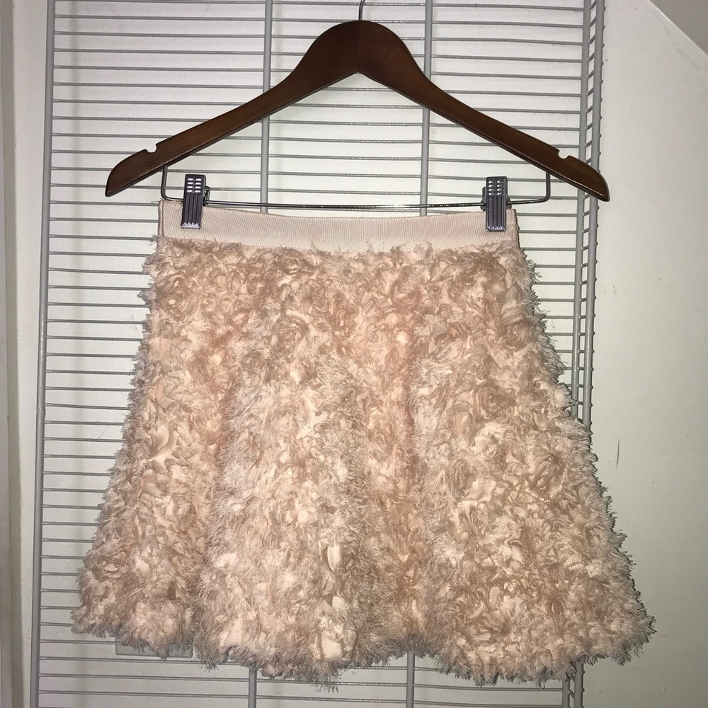 Blush A-Line Mini Skirt with fluffy floral detail